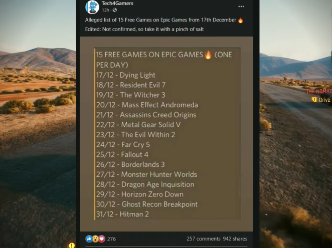 15 days free games epic games list