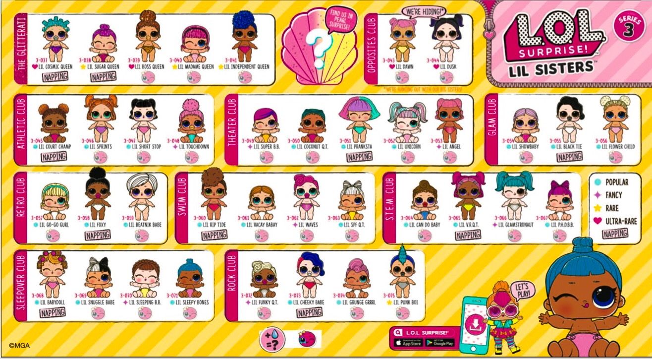 all lol dolls names list series 3