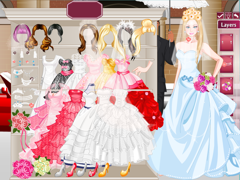 barbie wedding dress up games