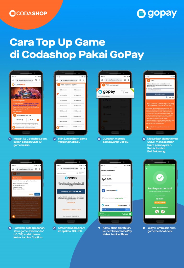 cara top up codashop ml gopay