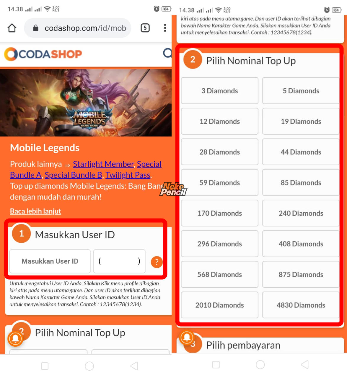 cara top up codashop ml telkomsel