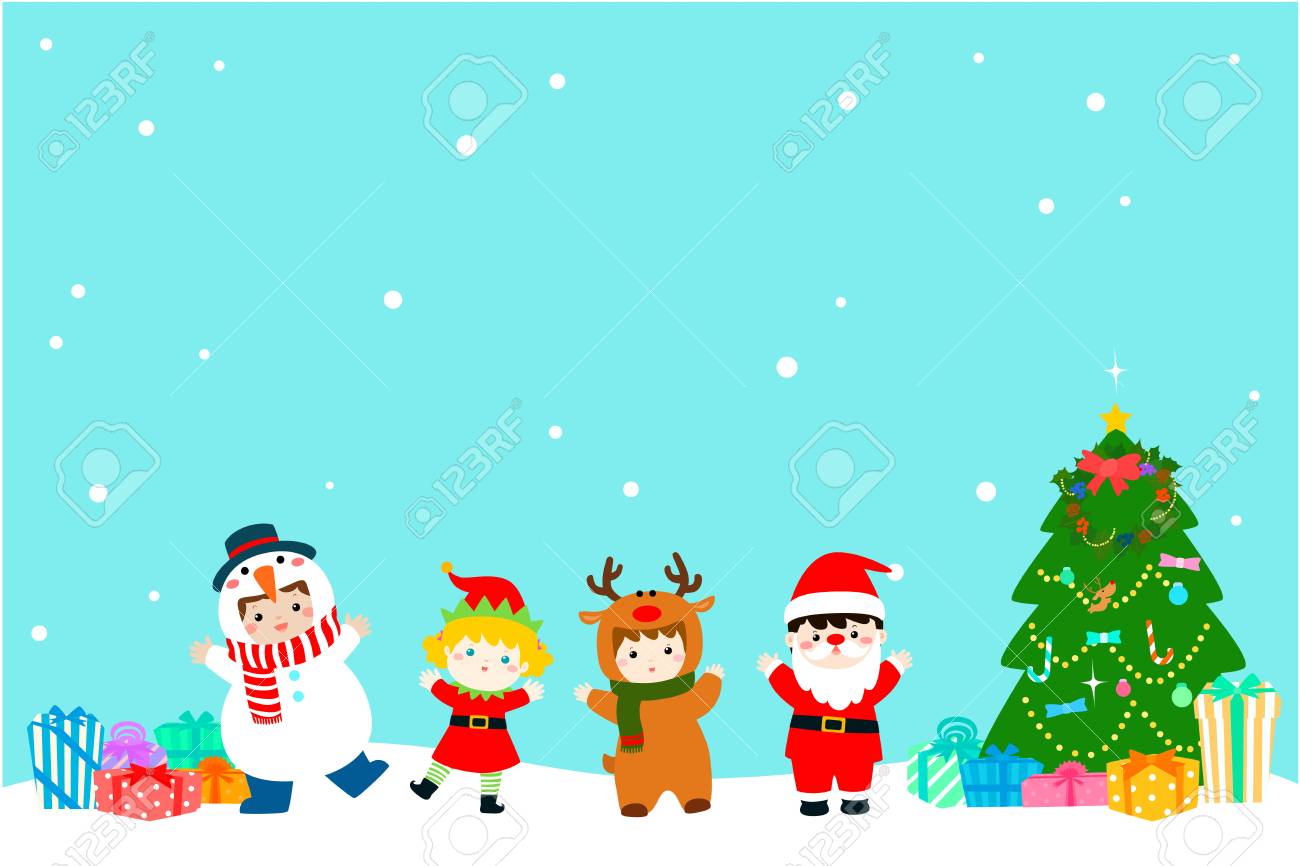 cartoon christmas background kids