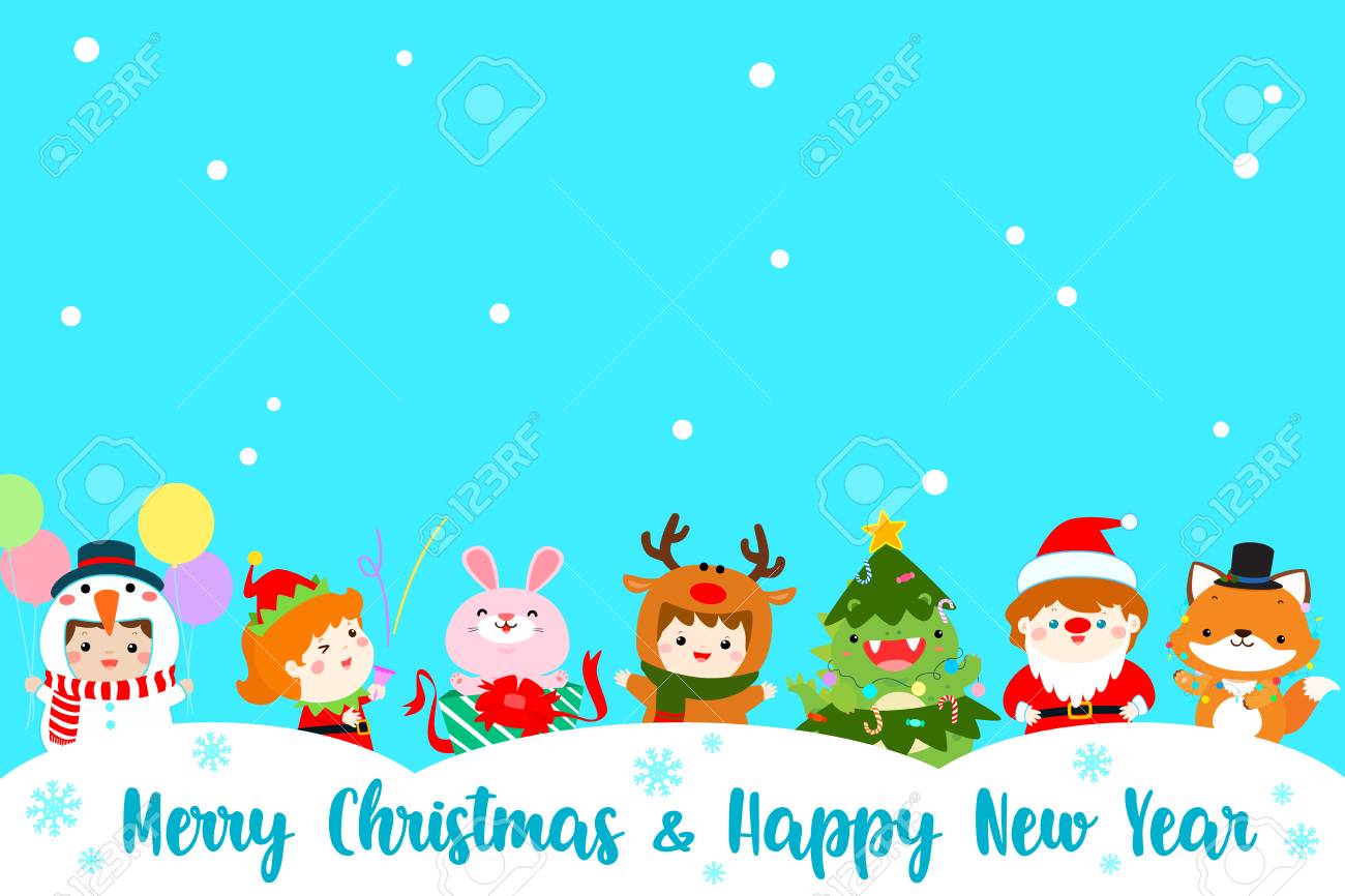 cartoon cute christmas background for kids