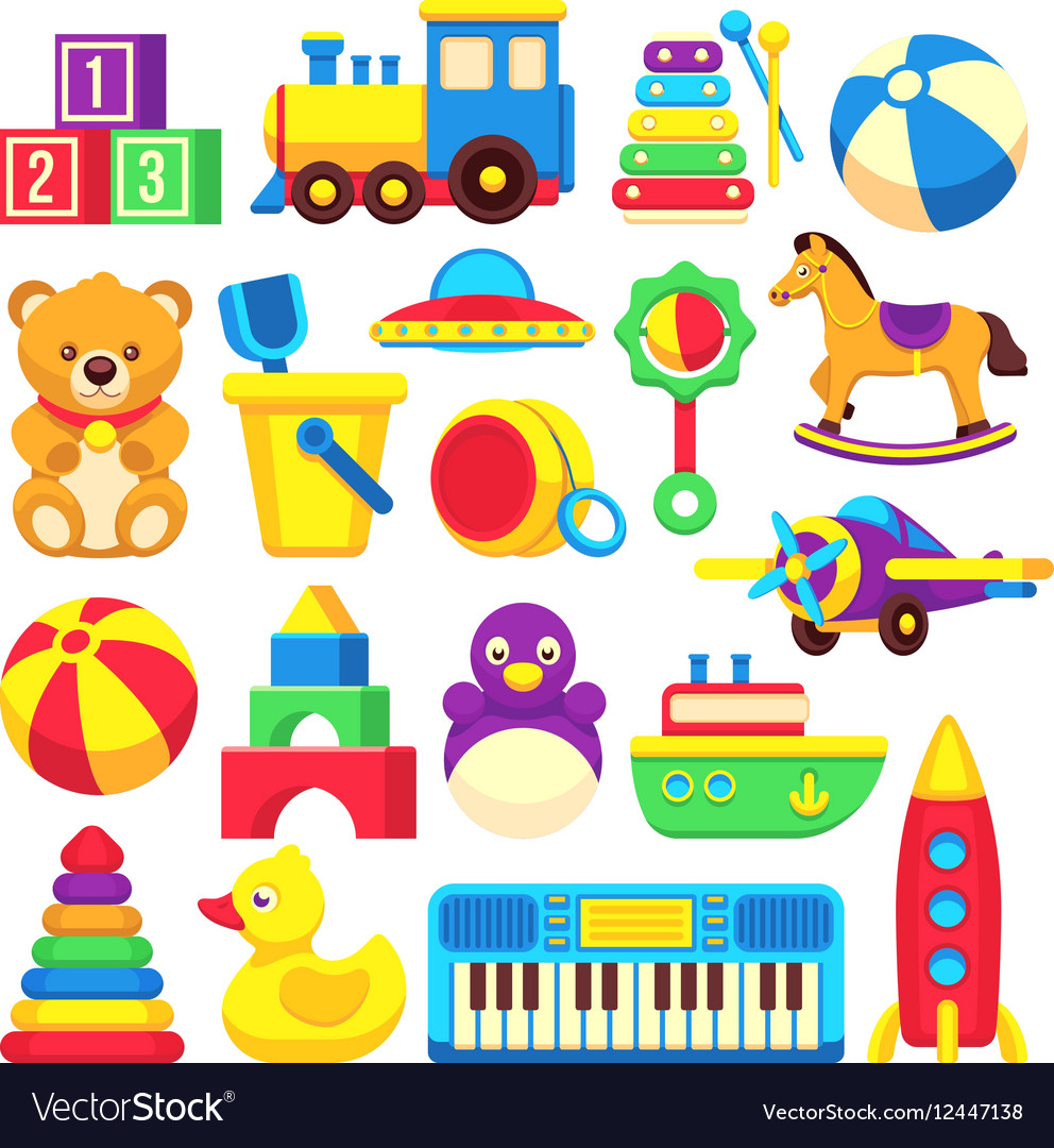 cartoon kids toys vector