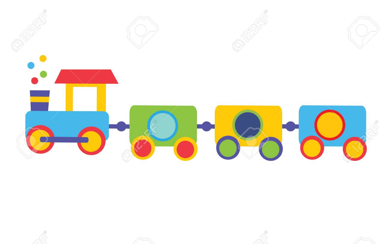 cartoon kids train vector