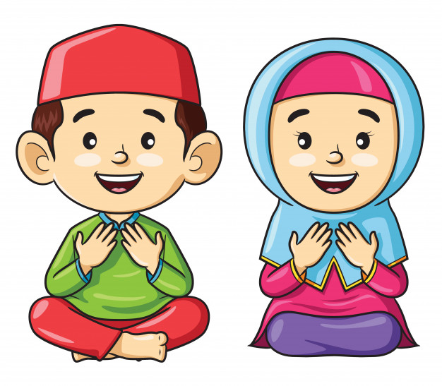 cartoon muslim kids vector