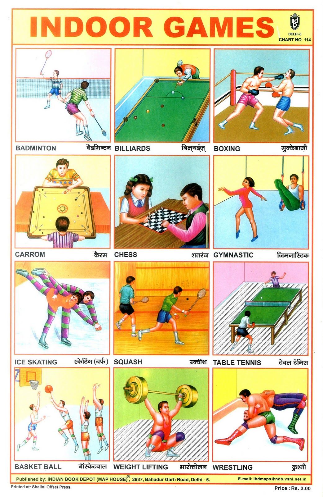 chart indoor games name for kids